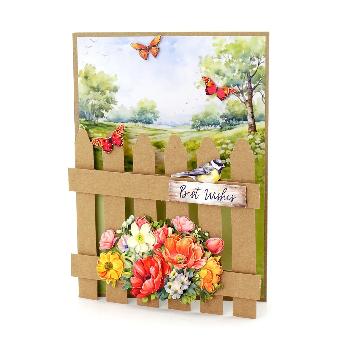 Kraft 5x7 Picket Fence Cards & Envelopes, Pack of 12