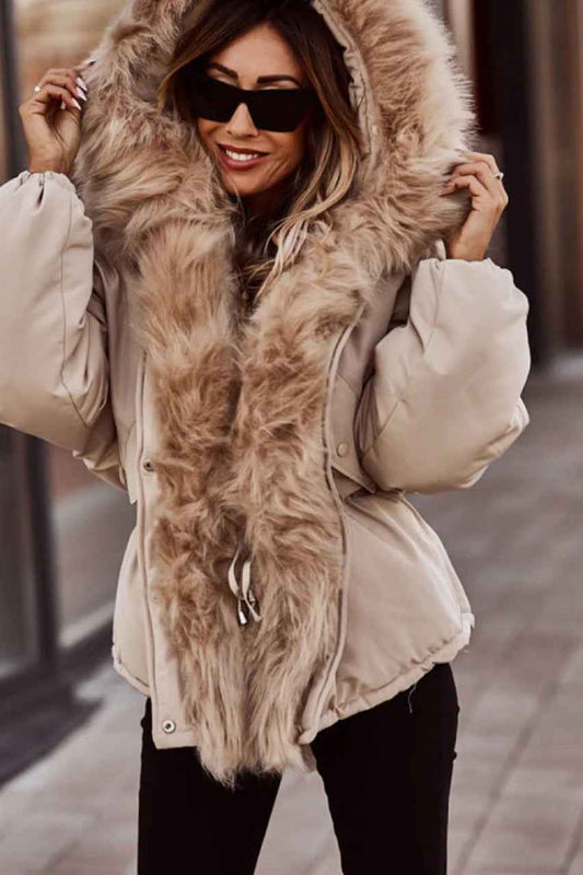 Ladies New Fur Collar Parka Cotton-Padded Jacket