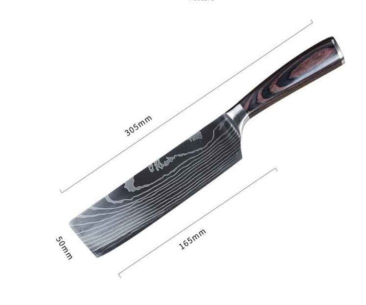 7-Inch 7Cr17 Stainless Steel Damascus Chef Knife – Colored Wood Handle Kitchen Cooking Knife (Deliver to United States Only)