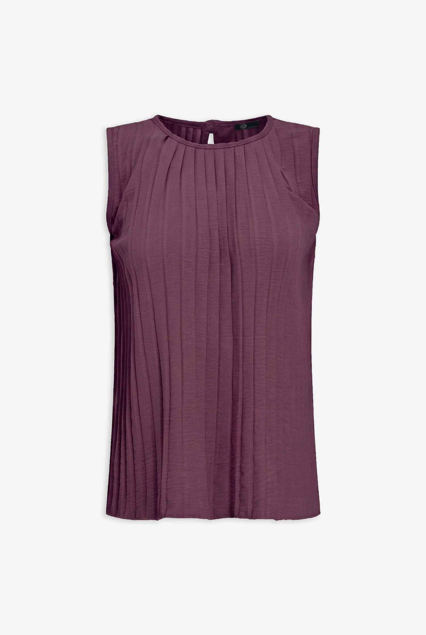 Women's Pleated Crew-Neck Sleeveless Top