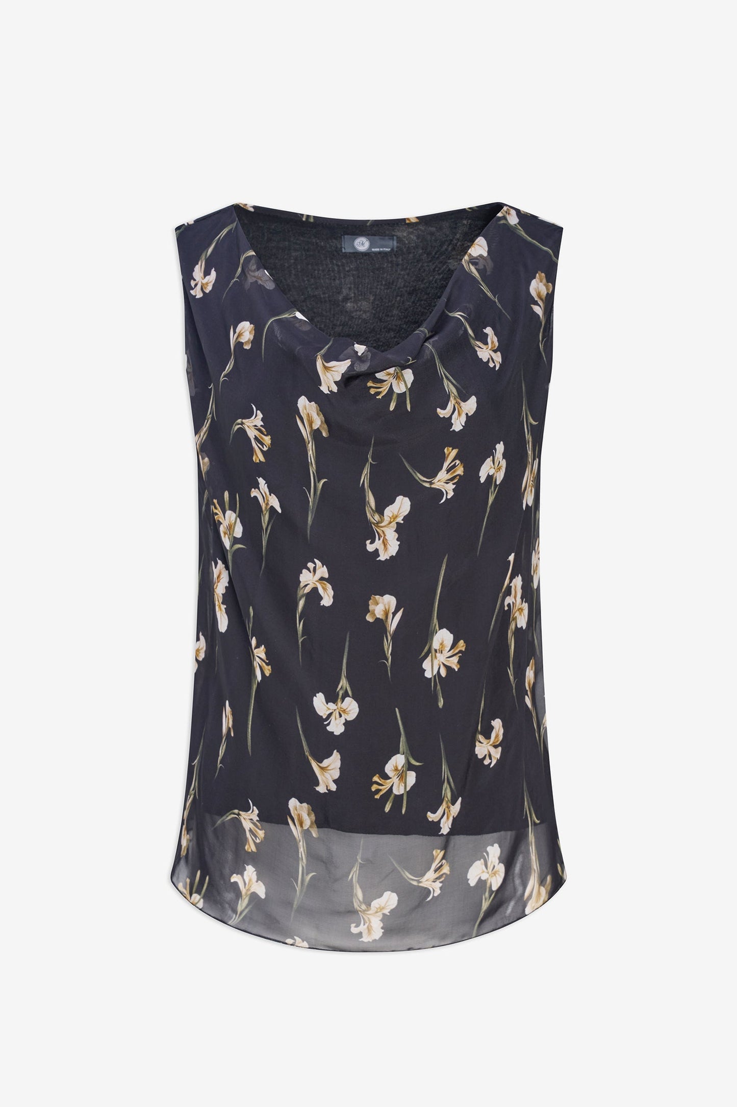 Women's Printed Woven Cowl-Neck Sleeveless Top
