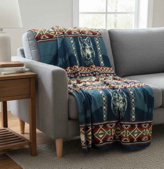 OLDTRIBES™ Plains Wolf Alpaca Blanket