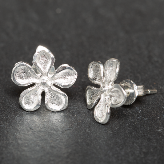 Frangipani Flower Studs - Silver Plate