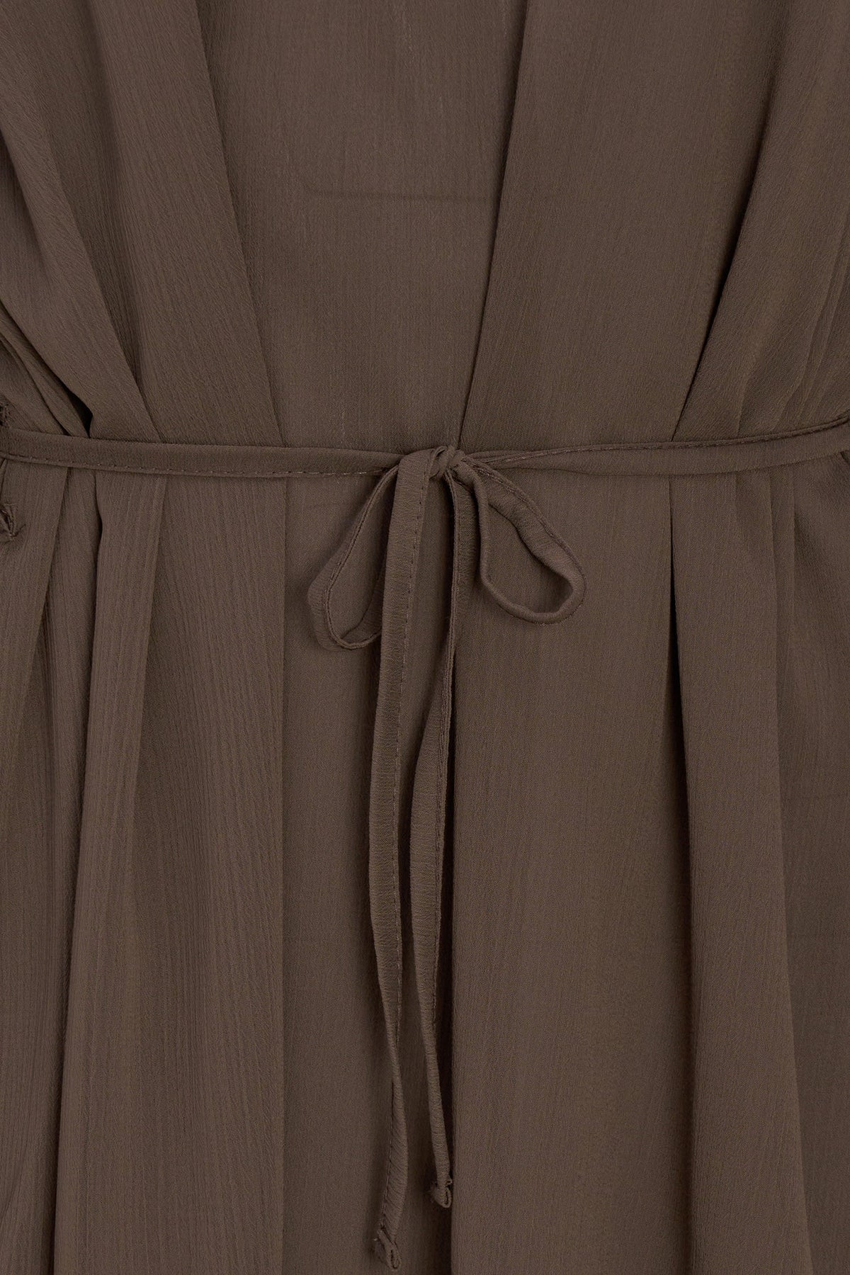 Women's Woven V-Neck Dress, Long Sleeves & Removable String Belt