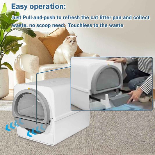 Semi-automatic Cat Litter Box Pull and Slide rake for Waste Cleaning best design