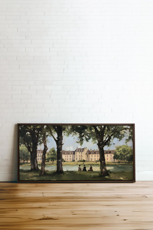 SOMMER AUF DEM ANWESEN, Mischtechnik auf gespannter Leinwand