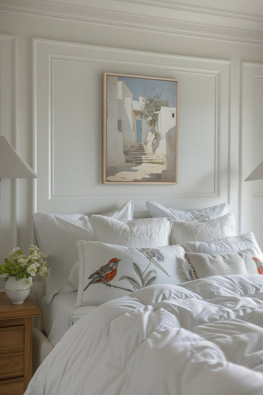 VINTAGE GREEK VILLAS, Mischtechnik auf gespannter Leinwand