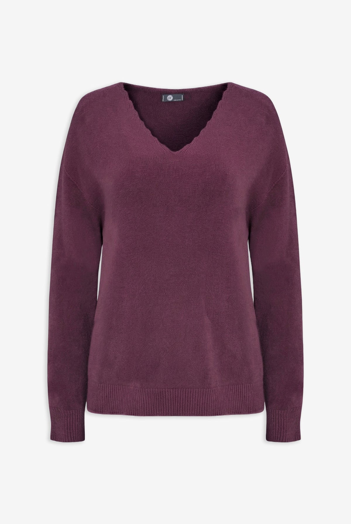 Women's Scalloped V-Neck Tunic Sweater