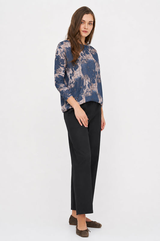 Women's Printed Knit Boat-Neck Sweater