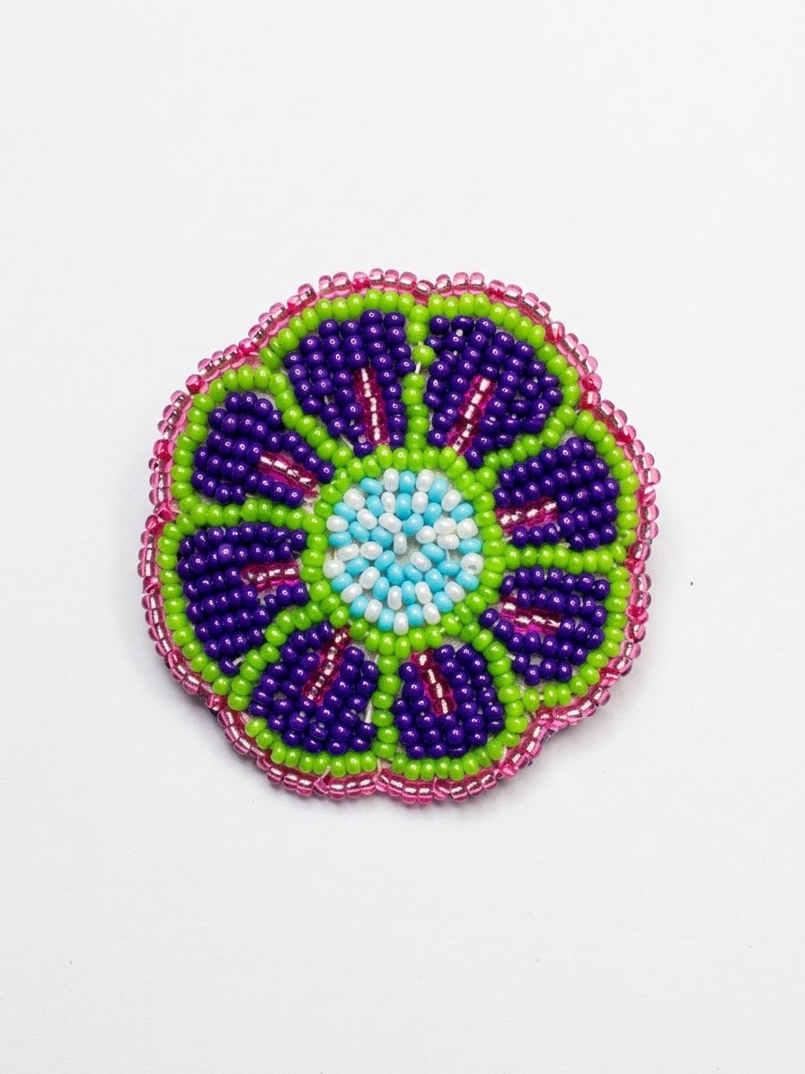 Purple Beaded Flower Barrette