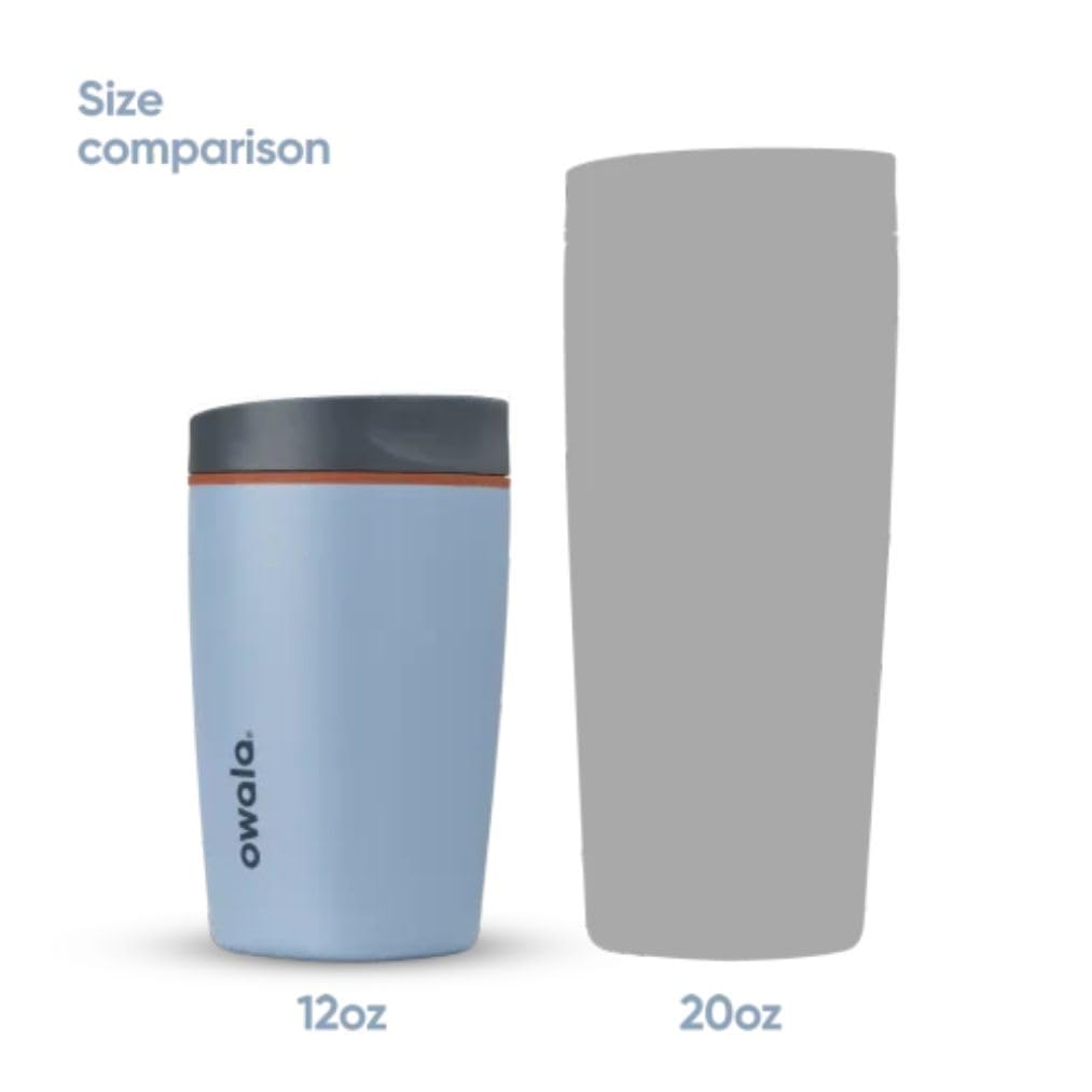 Owala SmoothSip Slider Insulated Stainless Steel Coffee Tumbler, Reusable Iced Coffee Cup, Hot Coffee Travel Mug, BPA Free 12 oz, Lakeside ๐ All In One Marketplace Canada