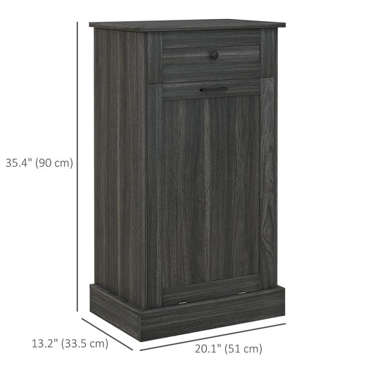 Charcoal Grey Tilt-Out Trash Bin Cabinet – Freestanding Kitchen Recycling Cabinet with Drawer (United States & Canada Delivery Only)