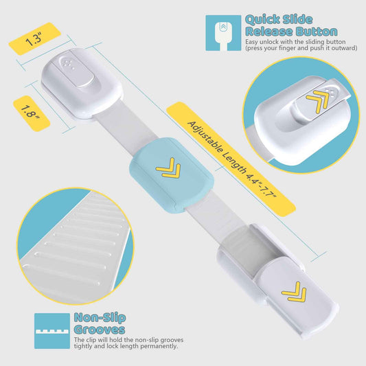 4our Kiddies 14 Pack Baby Proof Cabinet Latches, Childproof Drawer Latches with 12 Extra 3M Adhesives, Adjustable No Drilling Child Safety Cabinet Strap Locks, Baby Drawer Locks for Kids Baby Safety 🍁 All In One Marketplace Canada