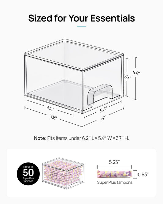Vtopmart 4 Pack Stackable Makeup Organizer Storage Drawers, Acrylic Bathroom Organizers,Clear Plastic Storage Bins For Vanity, Undersink, Kitchen Cabinets, Pantry, Home Organization and Storage 🍁 All In One Marketplace Canada