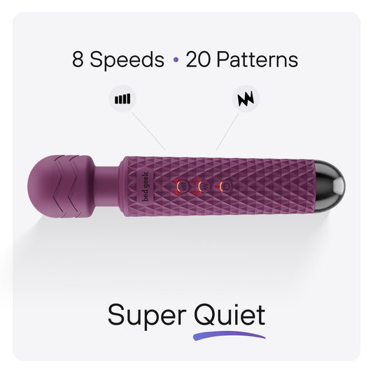 bed geek Handheld Cordless Personal Wand Massager – Waterproof, USB Rechargeable, 20 Vibration Patterns, 8 Speeds, Memory Feature, Skin-Soft Silicone for Ultimate Relaxation Tool (Purple) 🍁 All In One Marketplace Canada