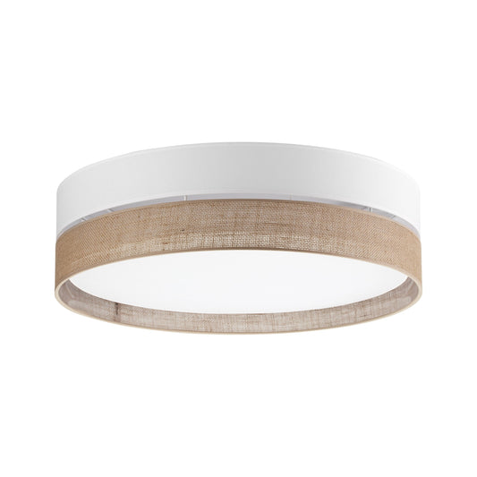Linobianco Natural Linen Large Flush Mount Ceiling Light for Bedroom, Hallway & Living Room