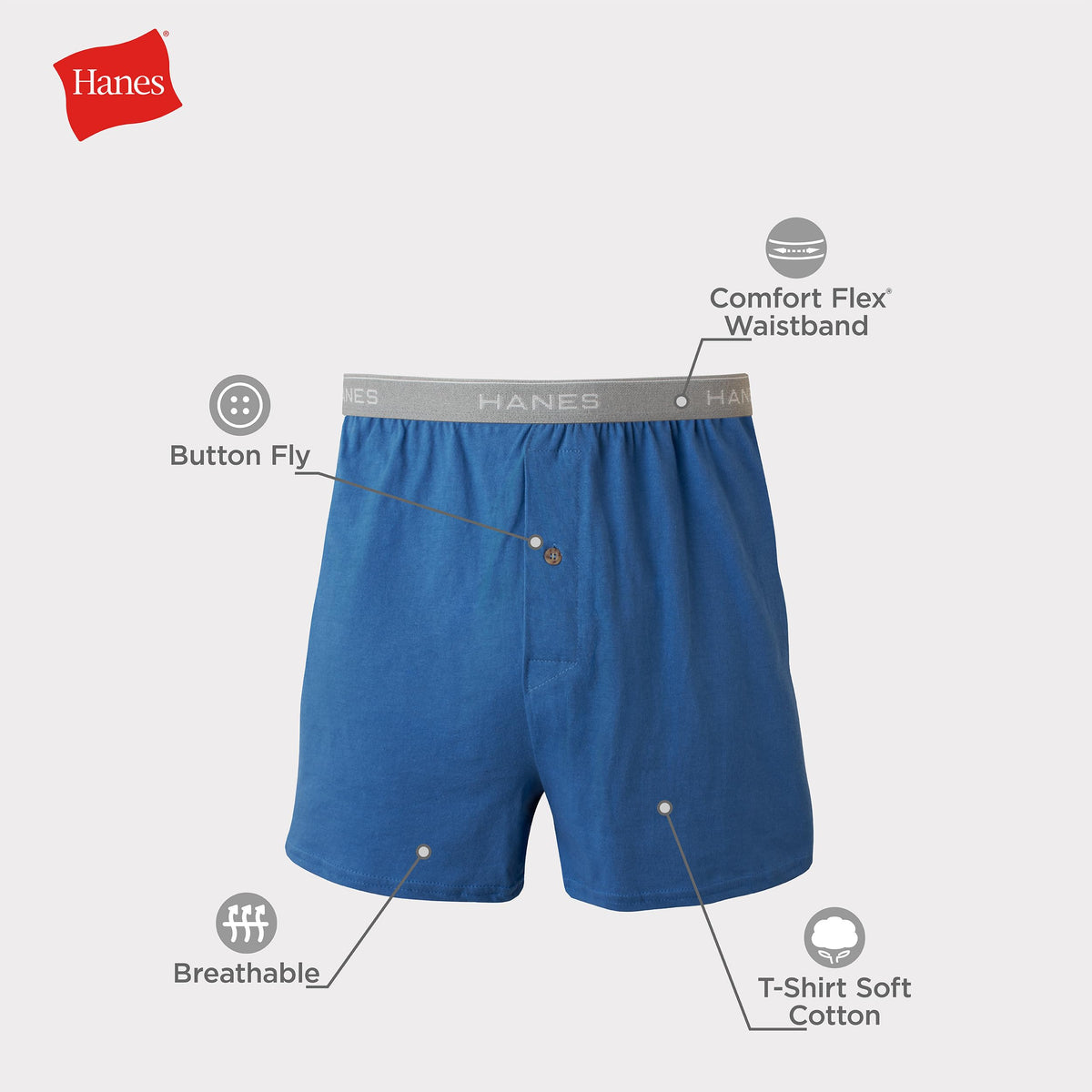 Hanes Men's 5-Pack Exposed Waistband Knit Boxers, Assorted, Large/36-38 🍁 All In One Marketplace Canada