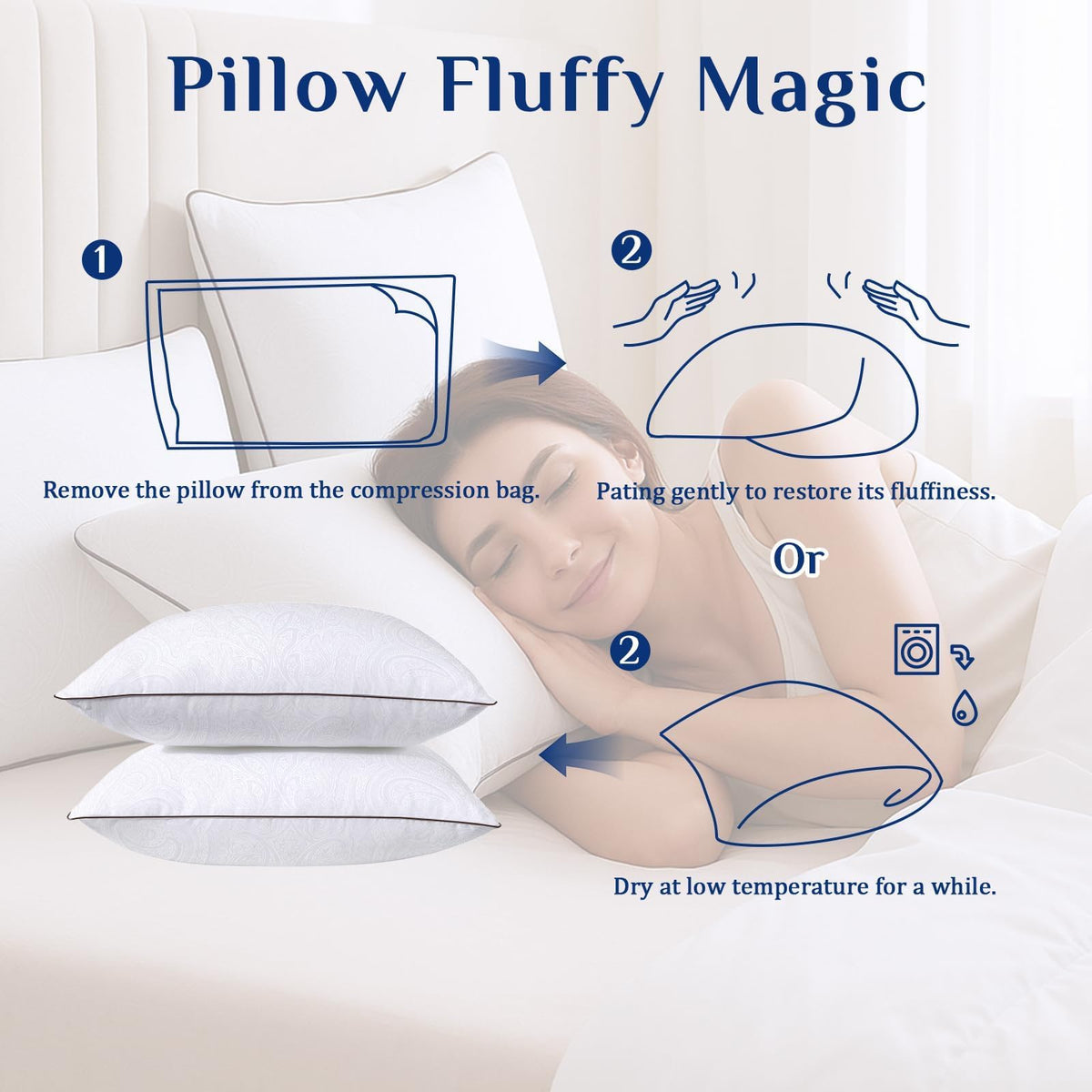 JOLLYVOGUE Pillows Queen Size 2 Pack for Sleeping, Soft and Supportive Bed Pillow for Side and Back Sleeper, Down Alternative Hotel Collection Pillows-20 x30 🍁 All In One Marketplace Canada