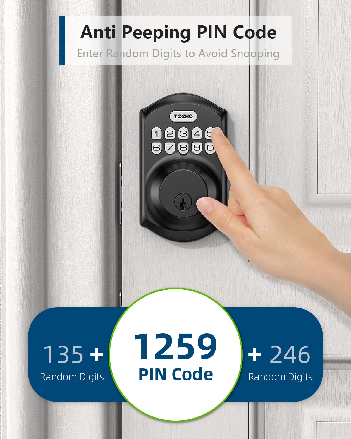 TEEHO TE001 Keyless Entry Door Lock with Keypad - Smart Deadbolt Lock for Front Door with 2 Keys - Auto Lock - Easy Installation - Matte Black ๐ All In One Marketplace Canada