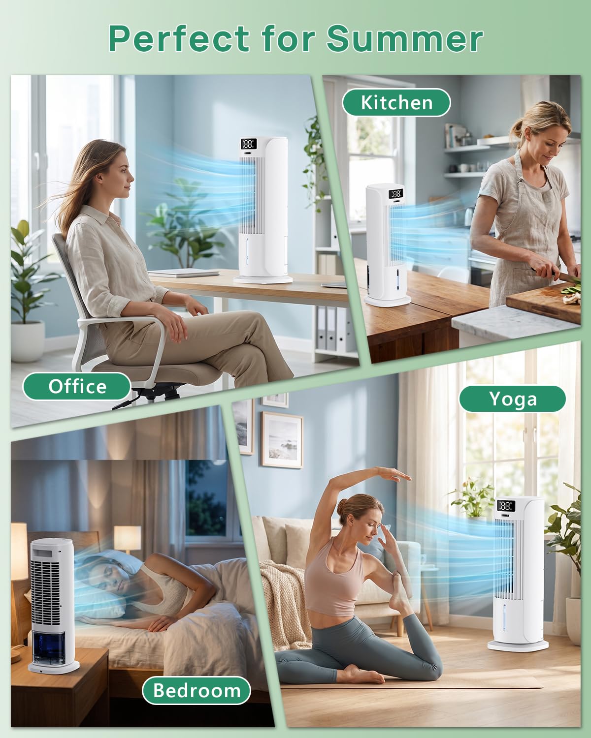 Portable Air Conditioner, 800ML Water Tank, 6 Speeds & 2 Cool Mist, 3 IN 1 Air Cooler, 90° Auto Oscillation, 12H Timer, 5M Remote Control, Quiet Cooling Tower Fan Air Conditioner for Room Office đ All In One Marketplace Canada