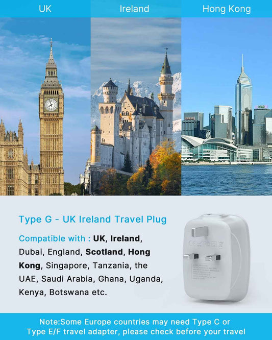 2 Pack UK Ireland Travel Plug Adapter, VINTAR Canada to UK Plug Adapter with 1 USB C, 2 American Outlets and 3 USB Ports, 6 in 1 International Power Adapter for England Singapore Hongkong(Type G) 🍁 All In One Marketplace Canada