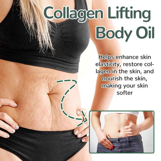 Collagen Lifting Body Oil with Vitamin E & Rosemary - Firming & Tightening Oil for Neck, Chest, Arms, Thighs - Hydrating Formula for Silky, Fresh, Luminous, and Supple Skin - 100ml (2PC) 🍁 All In One Marketplace Canada