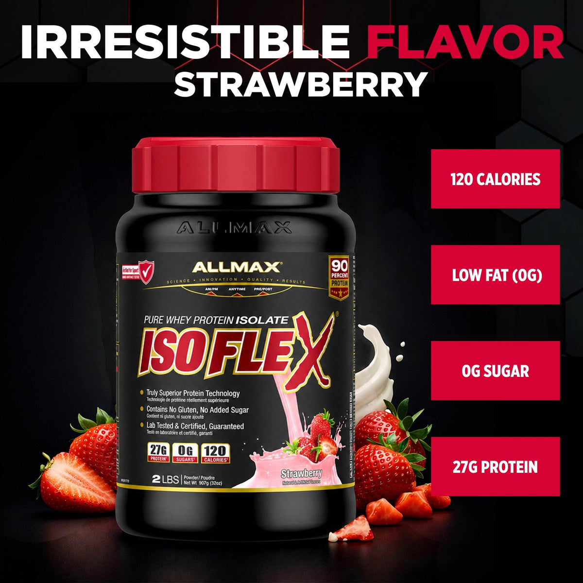 ALLMAX ISOFLEX Whey Protein Isolate, Strawberry, 2 lb đ All In One Marketplace Canada