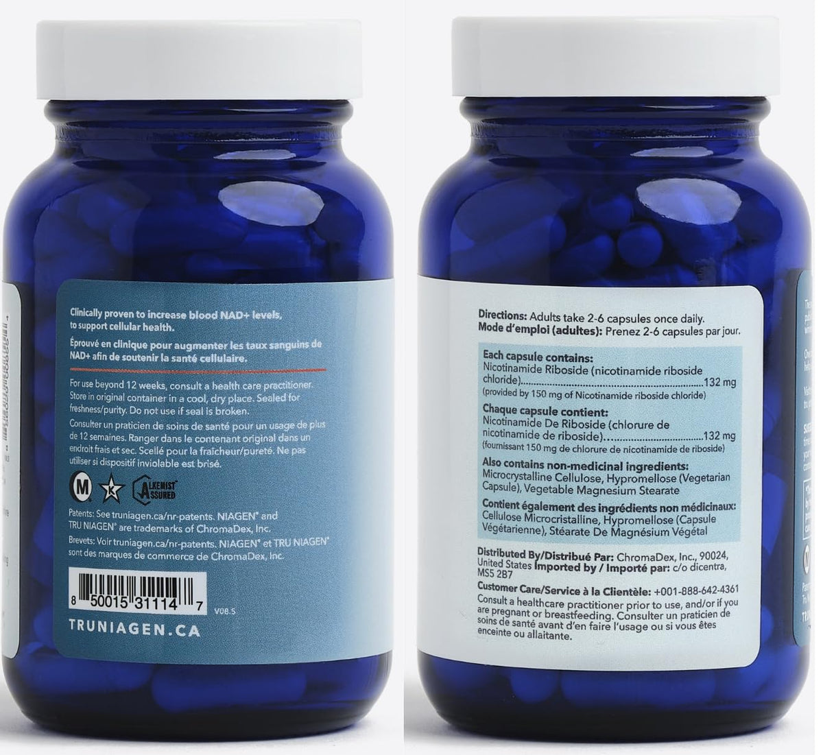 NAD Supplement 120 Capsules, 60 Servings, 300mg Per Serving, Clinically Proven to Increase NAD+, Patented Nicotinamide Riboside Vitamin B3, Cellular Health & Energy Metabolism, Health Canada Licenced 🍁 All In One Marketplace Canada