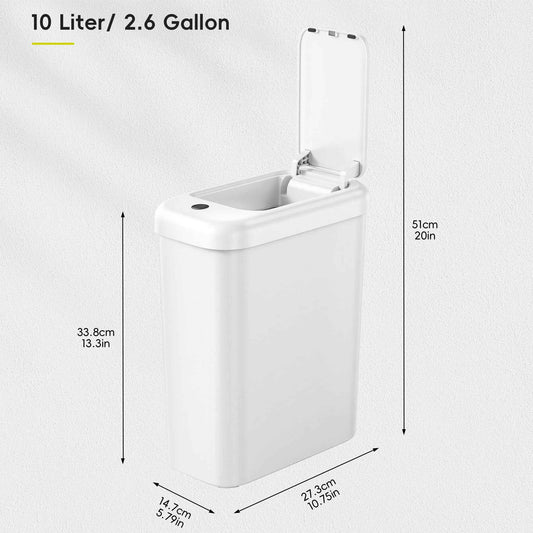 EKO Automatic Bathroom Trash Can with Lid, 2.6 Gallon Slim Touchless Garbage Can, Waterproof Motion Sensor Trash Bin for Bathroom, Office, Kitchen, White 🍁 All In One Marketplace Canada