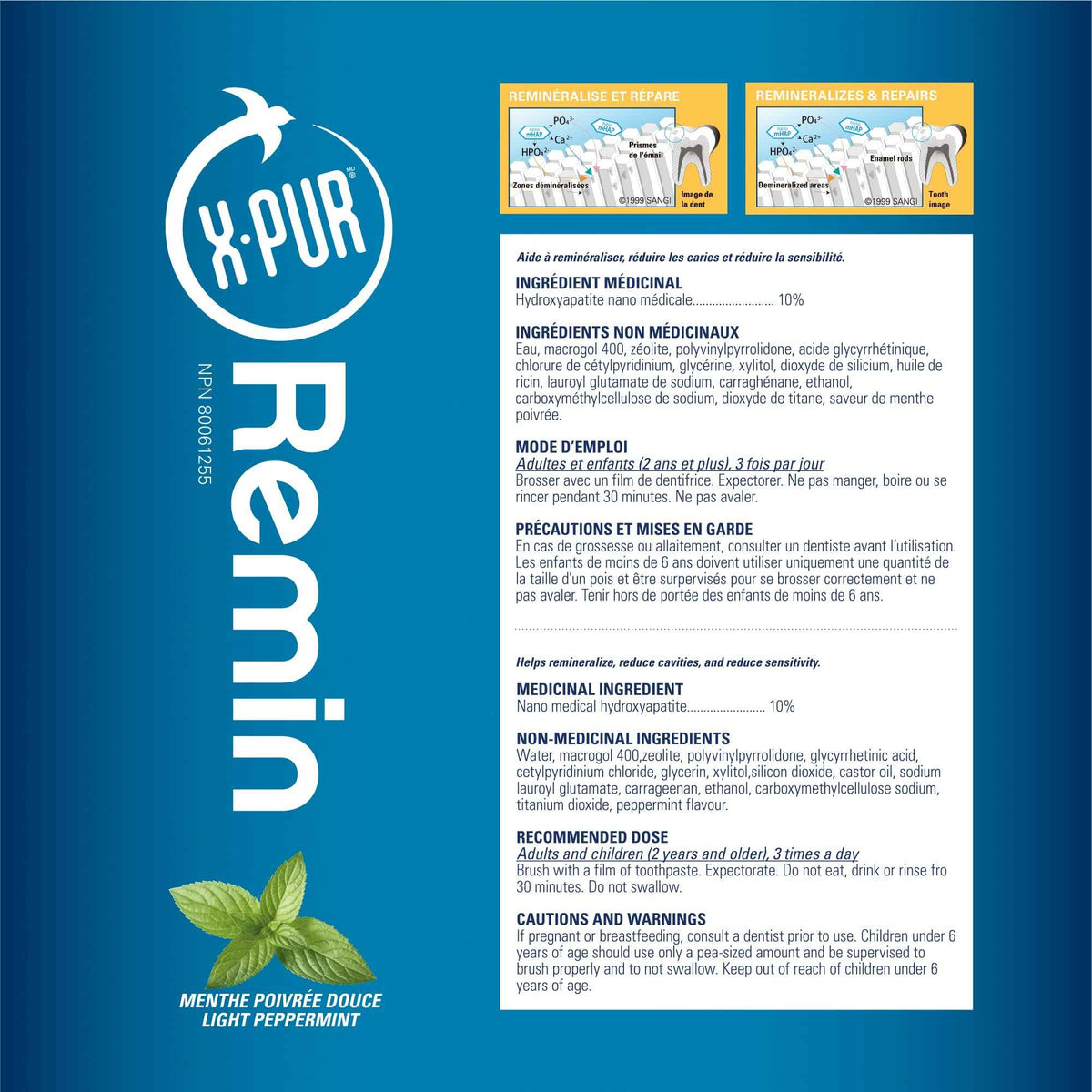 X-PUR Remin Fluoride-Free Toothpaste – Enamel Remineralization & Sensitivity Relief with Nano Hydroxyapatite & Natural Xylitol – Fights Dry Mouth & Gingivitis – 70g Tube 🍁 All In One Marketplace Canada