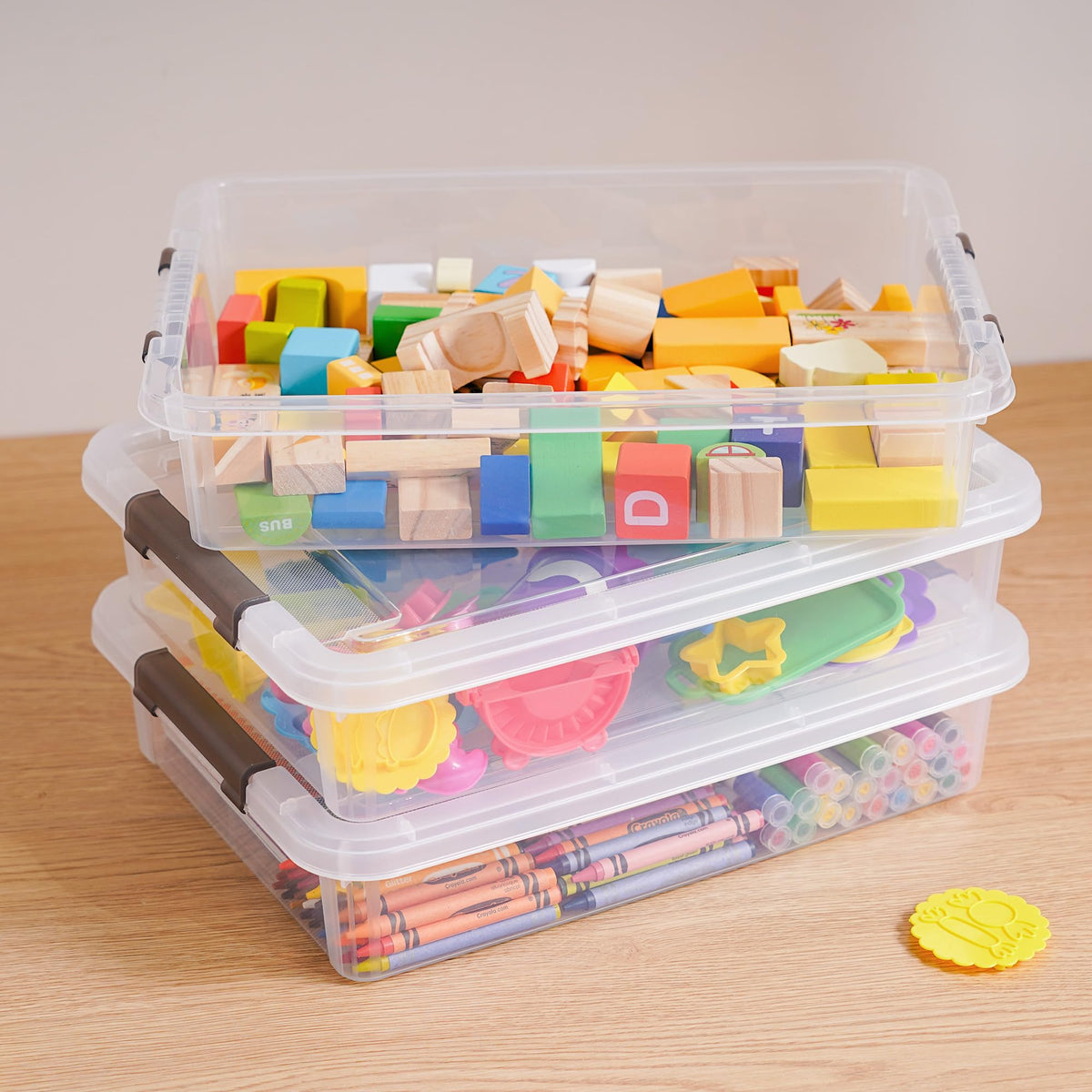 Citylife 3 PCS Plastic Storage Bins with Latching Lids Clear File Box Portable Storage Containers for Organizing A4 Paper, Document, Scrapbook, 14.65" x 10.43" x 2.87" đ All In One Marketplace Canada