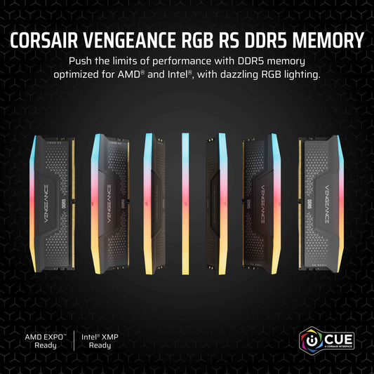CORSAIR Vengeance RGB RS DDR5 RAM 32GB (2x16GB) Up to 6000MHz CL36-44-44-96 1.35V AMD Expo Intel XMP Computer Desktop Memory – Gray (CMG32GX5M2E6000Z36) 🍁 All In One Marketplace Canada