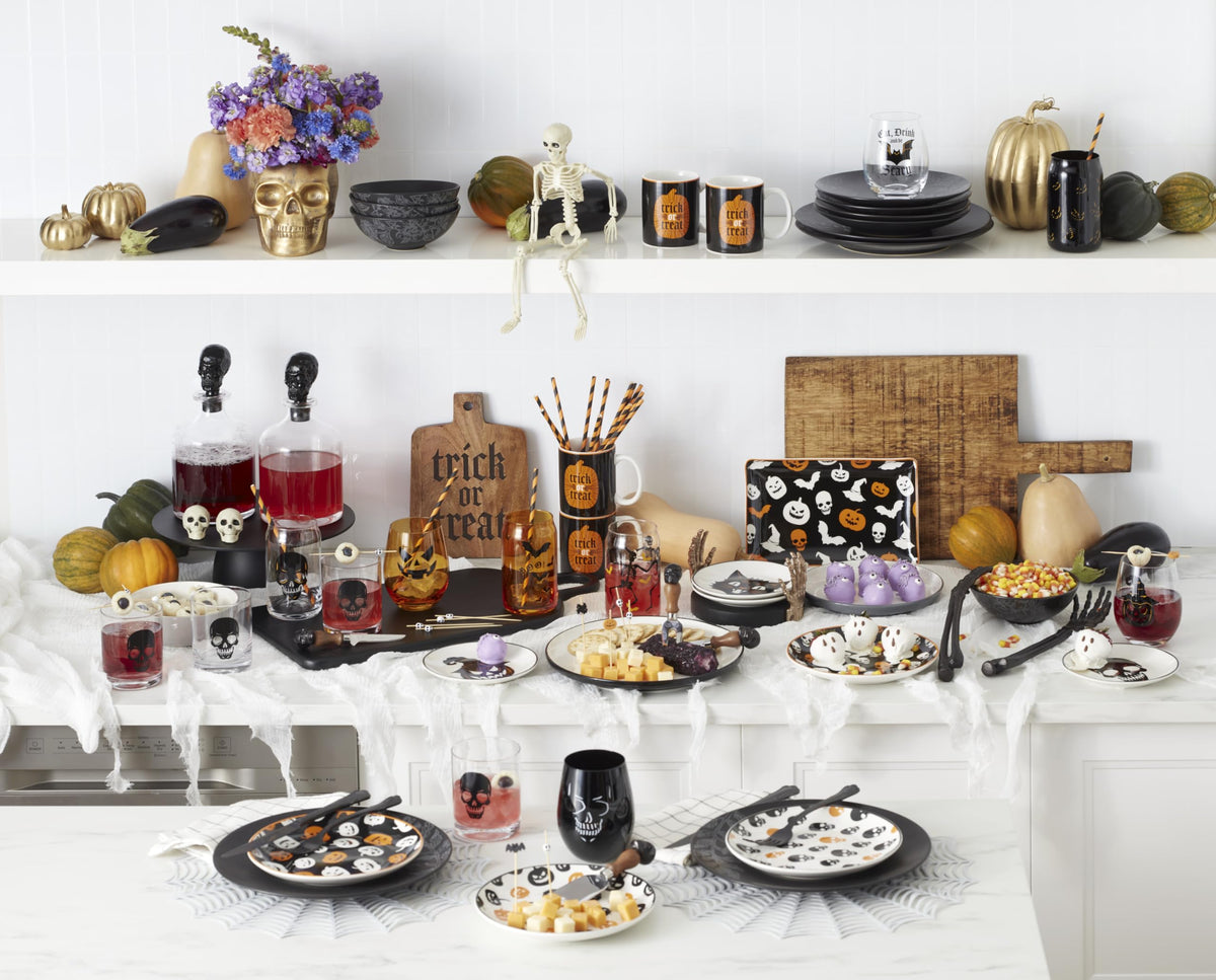 Oneida Vintro Halloween Skeleton 5-Piece Whiskey Glass Set