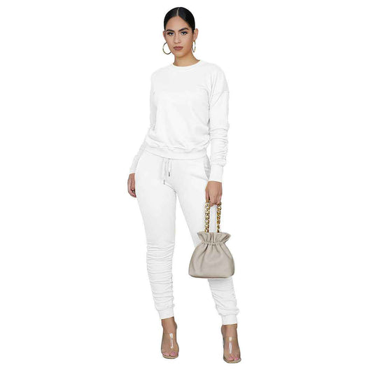 Women's Casual Lounge Set – Cozy Fleece Sweater and Matching Pants Sports Outfit