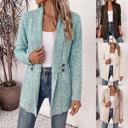 Women's Casual Double-Breasted Wool Cardigan Sweater