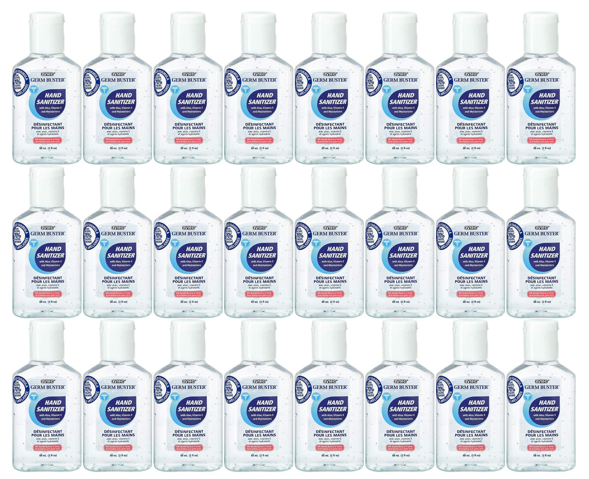 ZYTEC GERM BUSTER | HAND SANITIZER WITH ALOE 70% ALCOHOL | CASE OF 24 60ml / 2fl oz | MADE IN CANADA ๐ All In One Marketplace Canada