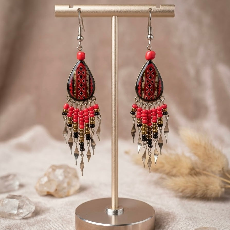 OldTribes™ Small Sized Southwestern Red Teardrop Earrings