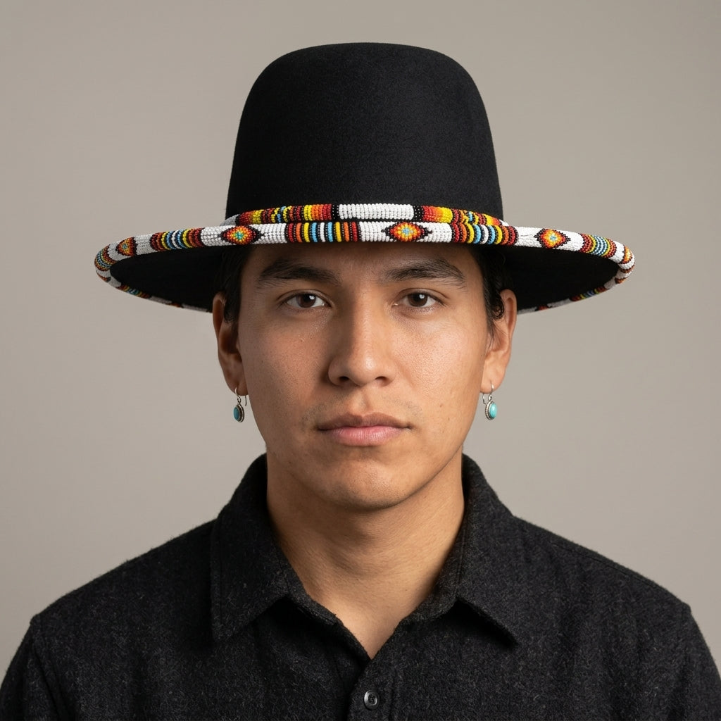 Size-60 Handmade Beaded Hat