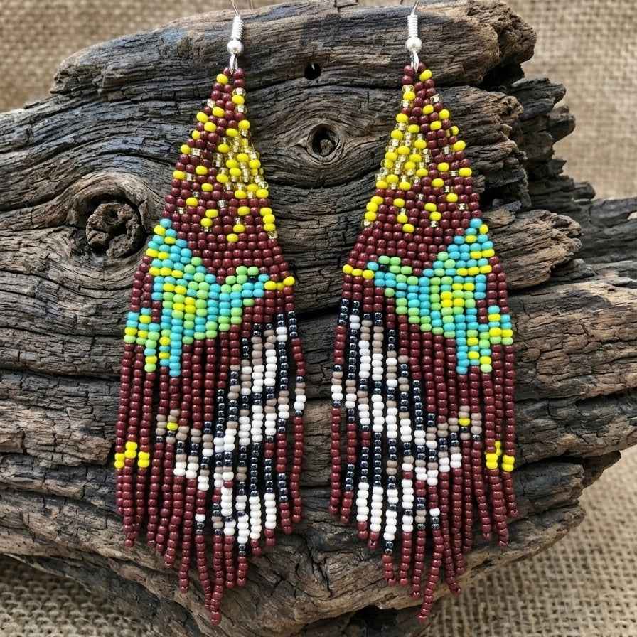 Dark brown Sky Dancer Beaded Earrings