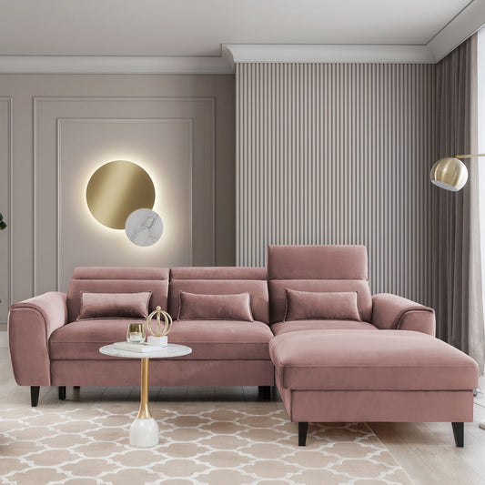 Foble Sectional Storage Sleeper Chaise Sofa - Blush