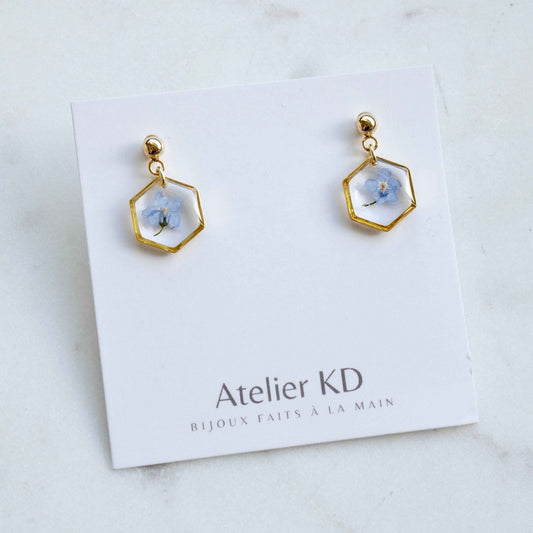 Boucles d’oreilles myosotis - hexa (mini 12mm)