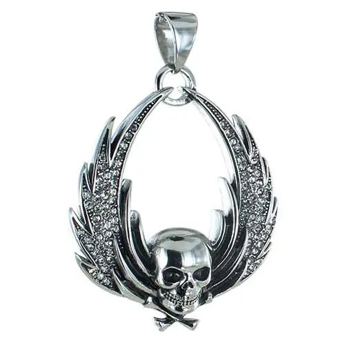 GoSteel Skull & Wings Pendant