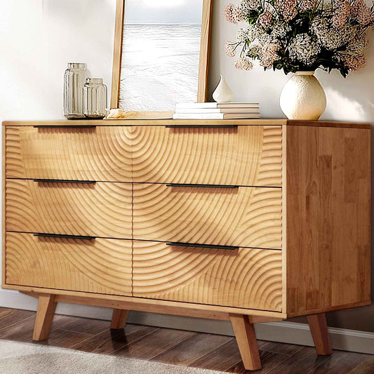 Harmony Solid Wood Dresser with 6 Drawers