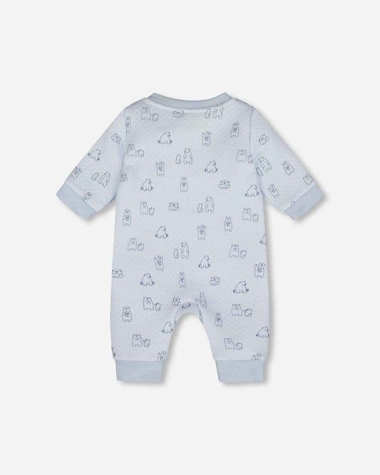 Organic Cotton One-Piece And Baby Romper Blue Bear Print