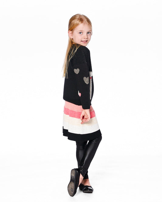 Striped Knit Skirt Beige Black And Pink