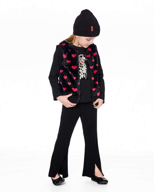 Ribbed Leggings Bootleg With Slit Black
