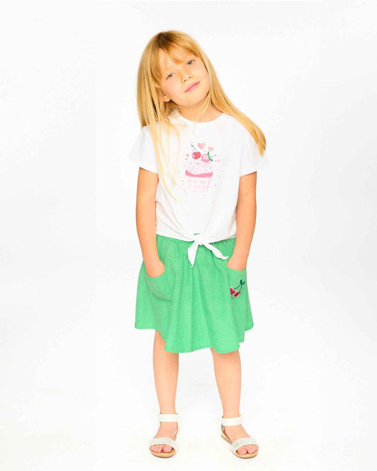Organic Cotton Jersey T-Shirt With Tie At Waist White