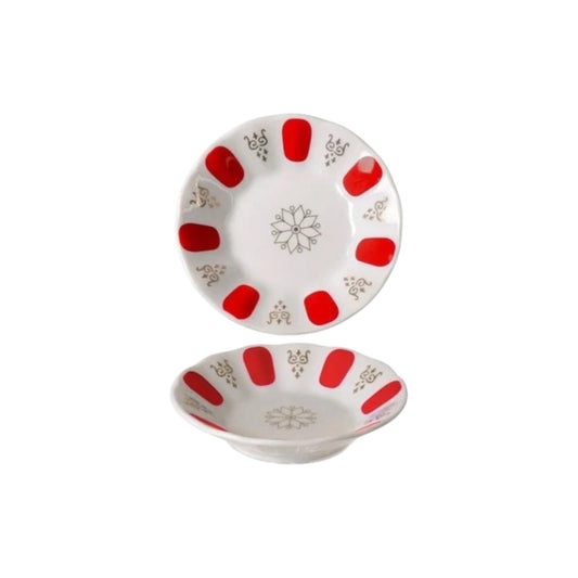 Turkish Tea Saucers – Red & Gold Porcelain, Set of 6 (4.5”)