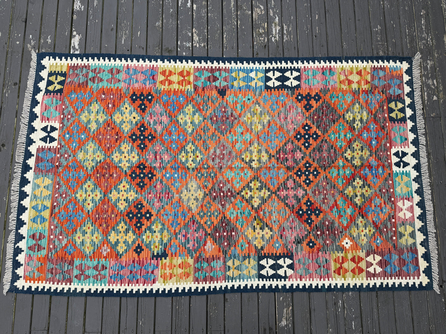 Afghan Maimana Kelim Teppich | 1,37 m x 2,29 m