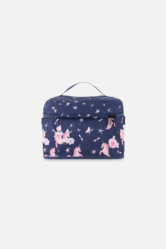 Lunch Box Navy Unicorn Print
